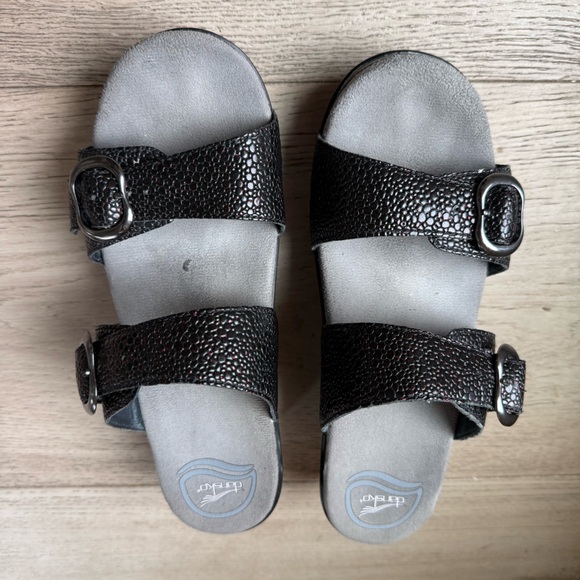 Dansko Black Pebbled Leather Comfort Slide Mule Sandals EU 38 (approx. US 7.5–8) - Picture 2 of 11